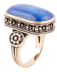 Floral Bloom Blue Lapis Golden Statement Ring
