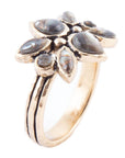 Floral Blue Abalone Golden Bronze Ring
