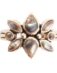 Floral Blue Abalone Golden Bronze Ring