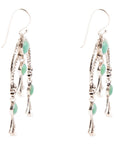 Floral Chandelier Blue Turquoise and Sterling Silver Earrings