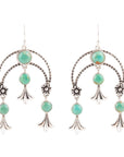 Floral Chandelier Blue Turquoise and Sterling Silver Earrings