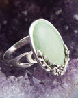 Floral Green Turquoise and Sterling Silver Ring