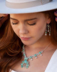 Squash Blossom Statement Blue Turquoise and Sterling Silver Necklace