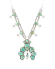 Squash Blossom Statement Blue Turquoise and Sterling Silver Necklace