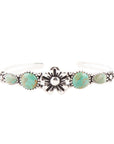 Floral Blue Turquoise and Sterling Silver Cuff Bracelet
