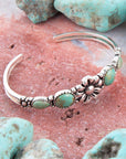 Floral Blue Turquoise and Sterling Silver Cuff Bracelet