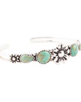 Floral Blue Turquoise and Sterling Silver Cuff Bracelet