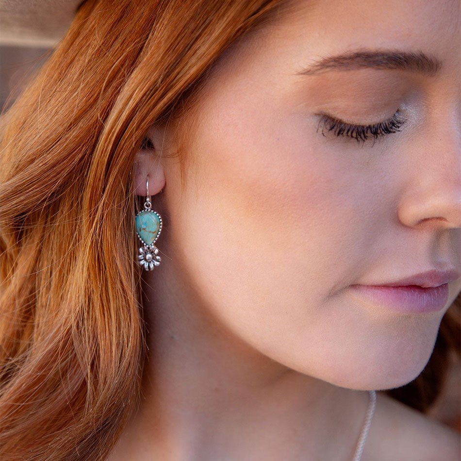 Floral Turquoise and Sterling Silver Earrings