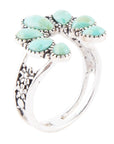 Floral Blue Turquoise and Sterling Silver Ring