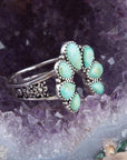 Floral Blue Turquoise and Sterling Silver Ring