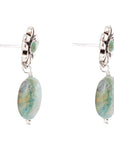 Floral Turquoise and Sterling Silver With Bead Drop Earrings