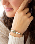 Floral White Mother of Pearl Golden Cuff Bracelet