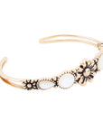 Floral White Mother of Pearl Golden Cuff Bracelet