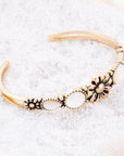 Floral White Mother of Pearl Golden Cuff Bracelet