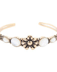Floral White Mother of Pearl Golden Cuff Bracelet