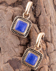 Flourish Blue Lapis Golden Drop Earrings