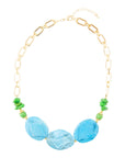 Fresh Twist Lime and Blue Agate Golden Chunky Necklace