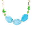Fresh Twist Lime and Blue Agate Golden Chunky Necklace