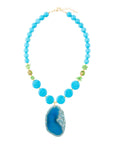 Fresh Twist Lime and Blue Agate Pendant Necklace
