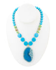 Fresh Twist Lime and Blue Agate Pendant Necklace