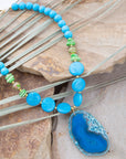Fresh Twist Lime and Blue Agate Pendant Necklace