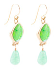 Fresh Twist Lime Green Turquoise Golden Drop Earrings