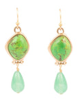 Fresh Twist Lime Green Turquoise Golden Drop Earrings