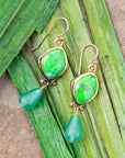 Fresh Twist Lime Green Turquoise Golden Drop Earrings