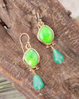 Fresh Twist Lime Green Turquoise Golden Drop Earrings