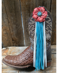 Boot Cuff Jewelry -Pink Leather Flower - Concho - Fringe