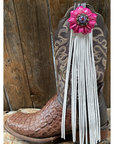 Boot Cuff Jewelry - Pink Leather Flower - Concho - Fringe