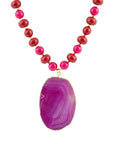 Fuchsia Sunset Purple Agate Pendant Necklace