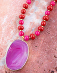 Fuchsia Sunset Purple Agate Pendant Necklace