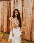 The Kaiya Horseshoe Sweater Vest in Taupe