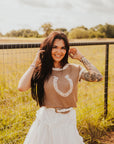 The Kaiya Horseshoe Sweater Vest in Taupe