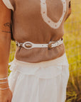 The Talia Western Concho Belt in White