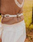 The Talia Western Concho Belt in White