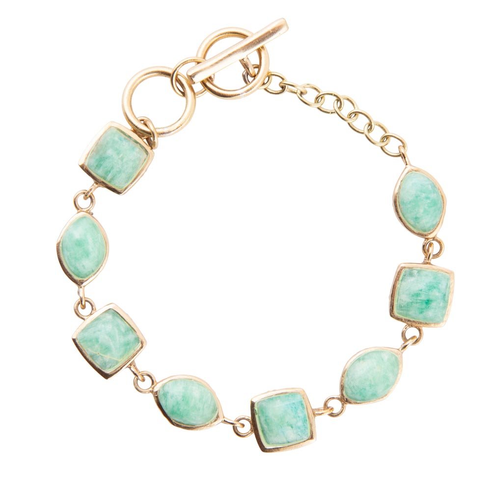 Genuine Amazonite Hammered Link Bracelet