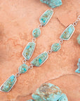 Genuine Blue Turquoise Sterling Silver Abstract Statement Necklace