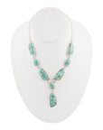 Genuine Blue Turquoise Sterling Silver Abstract Statement Necklace