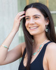 Genuine Blue Turquoise Sterling Silver Abstract Statement Necklace