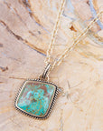 Genuine Turquoise and Bronze Roped Pendant Necklace