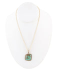 Genuine Turquoise and Bronze Roped Pendant Necklace