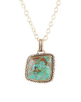 Genuine Turquoise and Bronze Roped Pendant Necklace