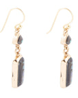 Geo Blue Abalone Golden Drop Earrings