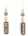 Geo Blue Abalone Golden Drop Earrings