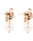Gifted Freshwater Pearl Bow Golden Drop Earrings