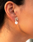 Gifted Freshwater Pearl Bow Golden Drop Earrings