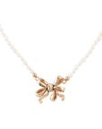 Gifted Freshwater White Pearl Golden Bow Pendant Necklace