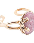 Gifted Pink Rhodonite Golden Bow Cuff Bracelet